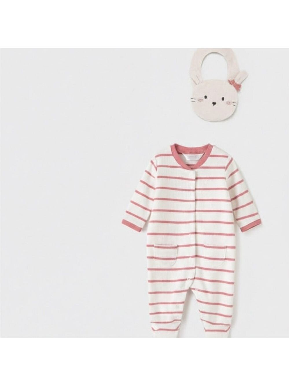Mayoral Striped Pink and White Baby Footie